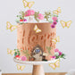 Lxasiy 39Pcs Fairy Cake Toppers Fairy Cake Decoration Pink Mushroom Door Butterfly Flowers Cake Decoration Fairy Garden Topper F
