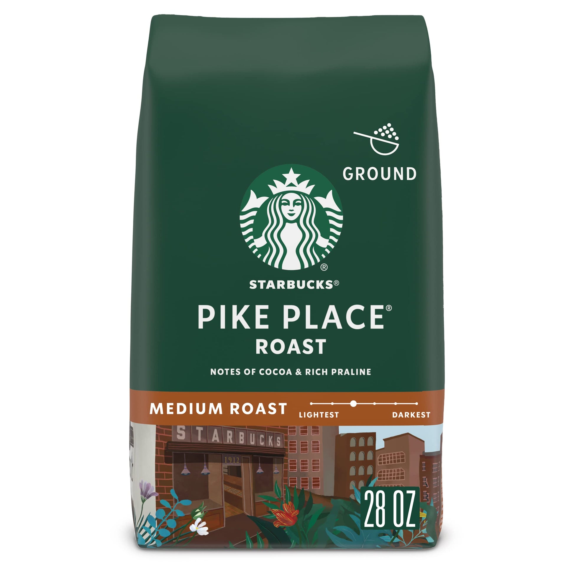 Starbucks Ground Coffee, Medium Roast, Pike Place, 28 Oz Bag, 100% Arabica