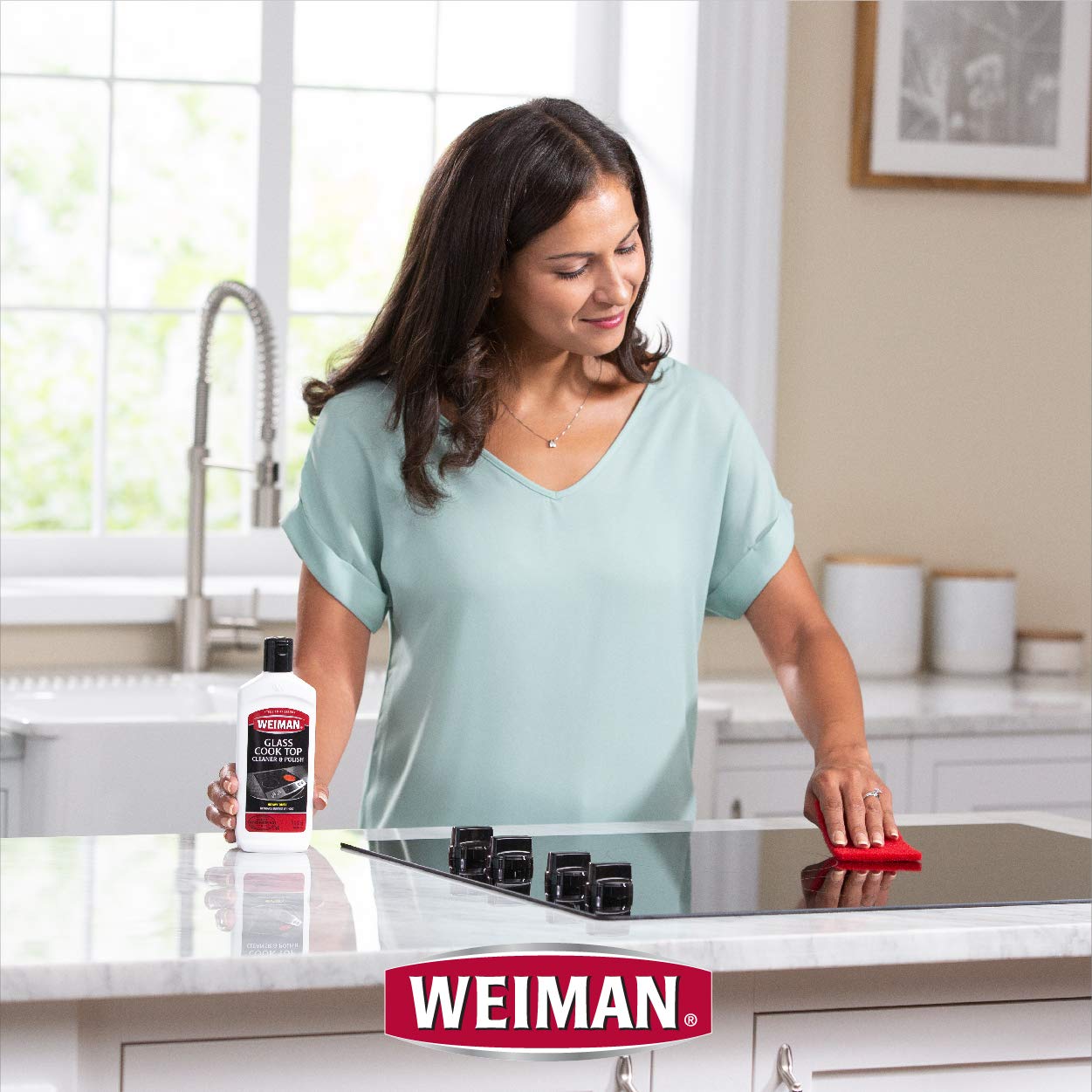 Weiman Cook Top Scrubbing Pads - Gently Clean And Remove Burned-On Food From All Smooth Top And Glass Cooktop Ranges, 3 Reusable