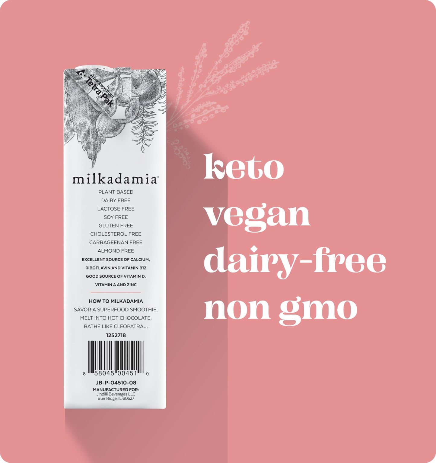 Milkadamia Macadamia Milk - Unsweetened Vanilla - 32 Fl Oz (Pack Of 6) - Lactose Free, Vegan, Shelf Stable, Plant Based, Non Dai