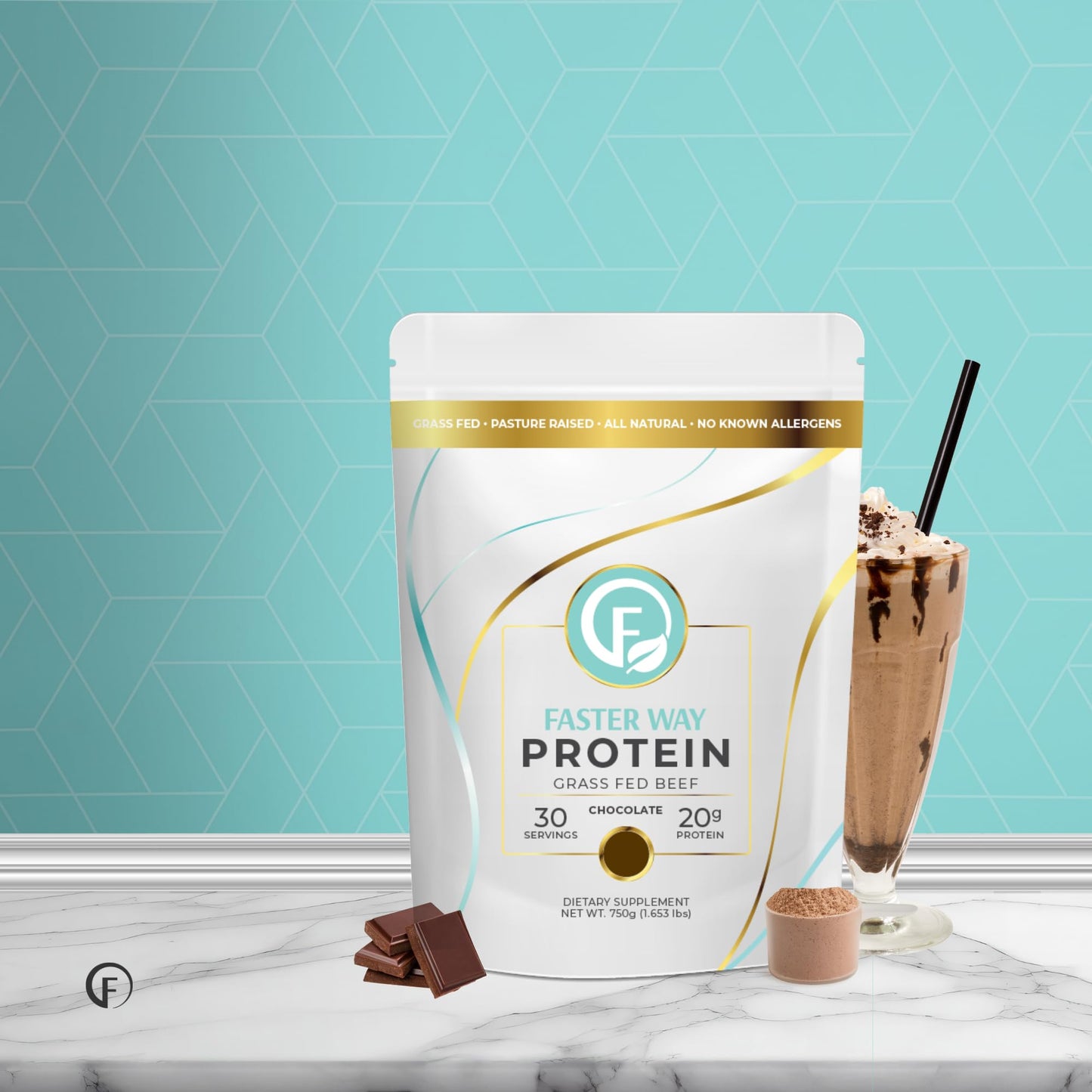 Faster Way - Protein Powder - Hydrolyzed Grass Fed Beef - 20g of Protein Per Serving - Muscle Growth & Recovery - 9 Essential Am