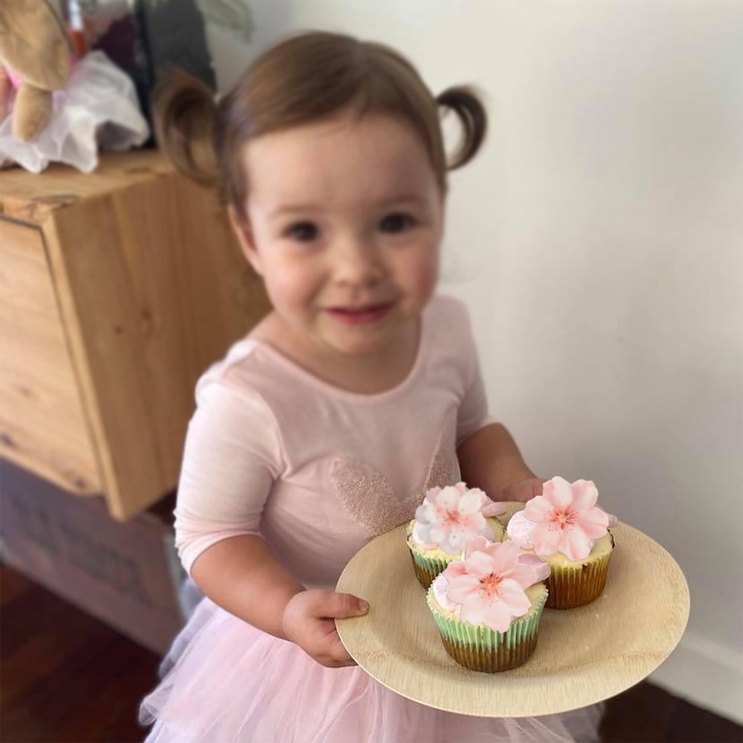 Ephlyn 54Pcs Edible Cherry Blossom Cupcake Toppers Spring Bridal Engagement Baby Shower Birthday Party Cupcake Picks Anniversary