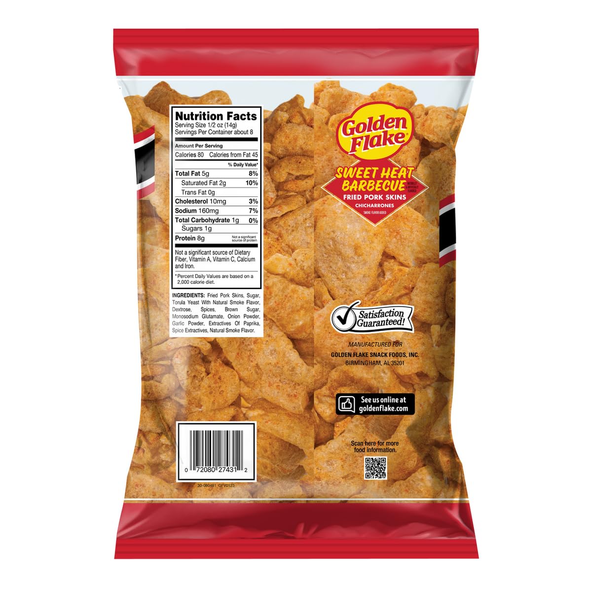 Golden Flake Sweet Heat Bbq Fried Pork Skin 4Oz/4Pk