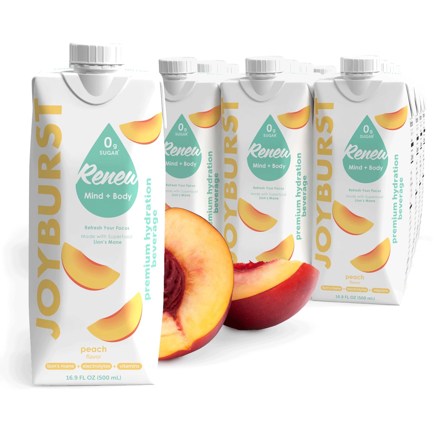 JOYBURST Sugar Free Electrolyte Water, Zero Calorie Hydration Drink, 12 Packs, Peach Flavor