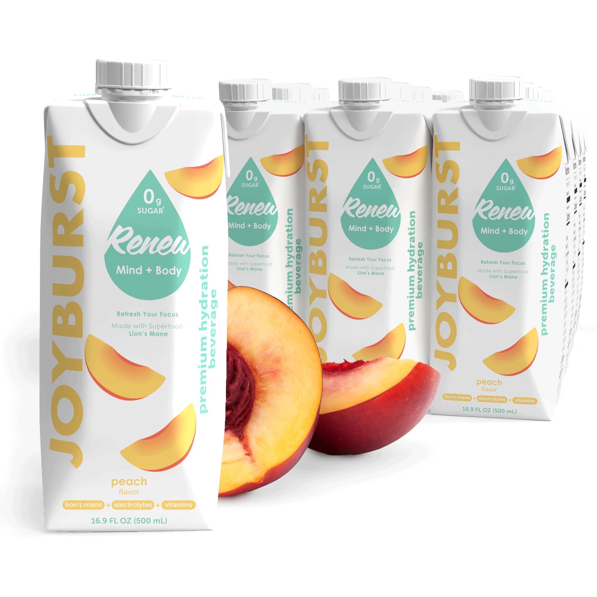 JOYBURST Sugar Free Electrolyte Water, Zero Calorie Hydration Drink, 12 Packs, Peach Flavor