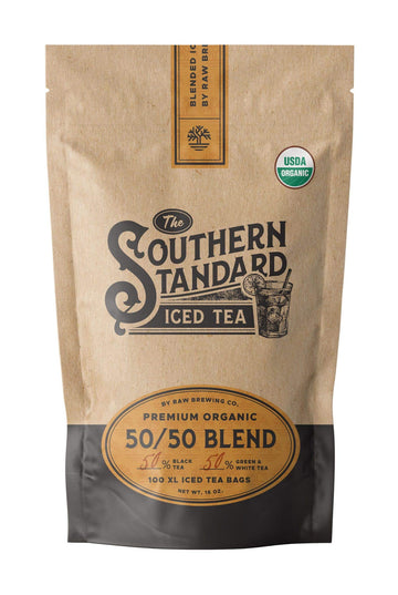 The Southern Standard - Premium Organic Iced Tea Bags - 50/50 Blend (50% Black, 50% Green And White),100 Xl Bags (1 Pound. Makes