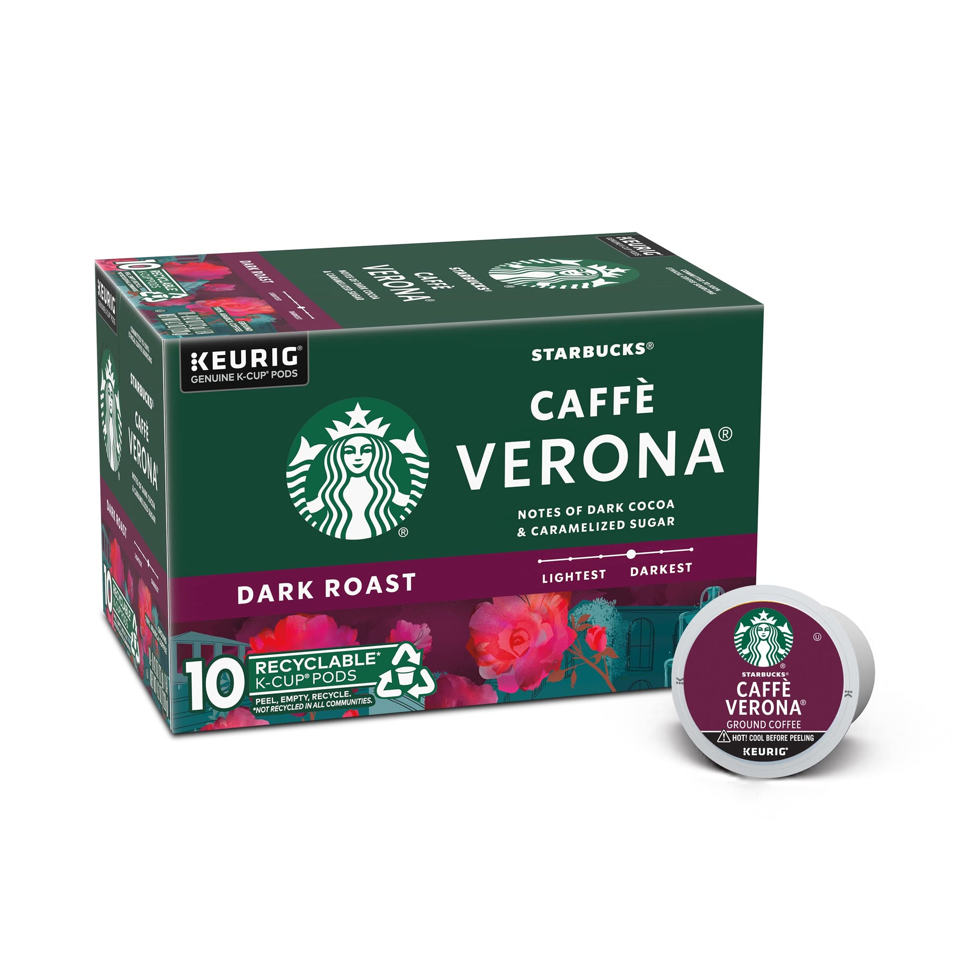Starbucks K-Cup Coffee Pods, Dark Roast, Caffè Verona, 100% Arabica, 10 Count, Model COMINHKG038593