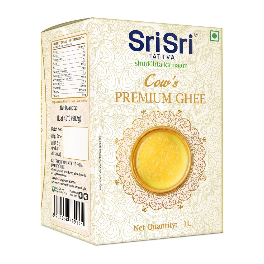 Sri Sri Tattva Shuddhta Ka Naam Sri Sri Tattva Top-Grade Cow Ghee For Playter Digestion&Immunity 1 Litre (Pack Of 1)