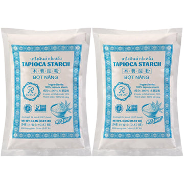 Soeos Tapioca Flour Starch, 14 Ounce (Pack of 2), All Natural Tapioca Starch for Baking, Cooking & Boba Pearls, Thickens and Enh