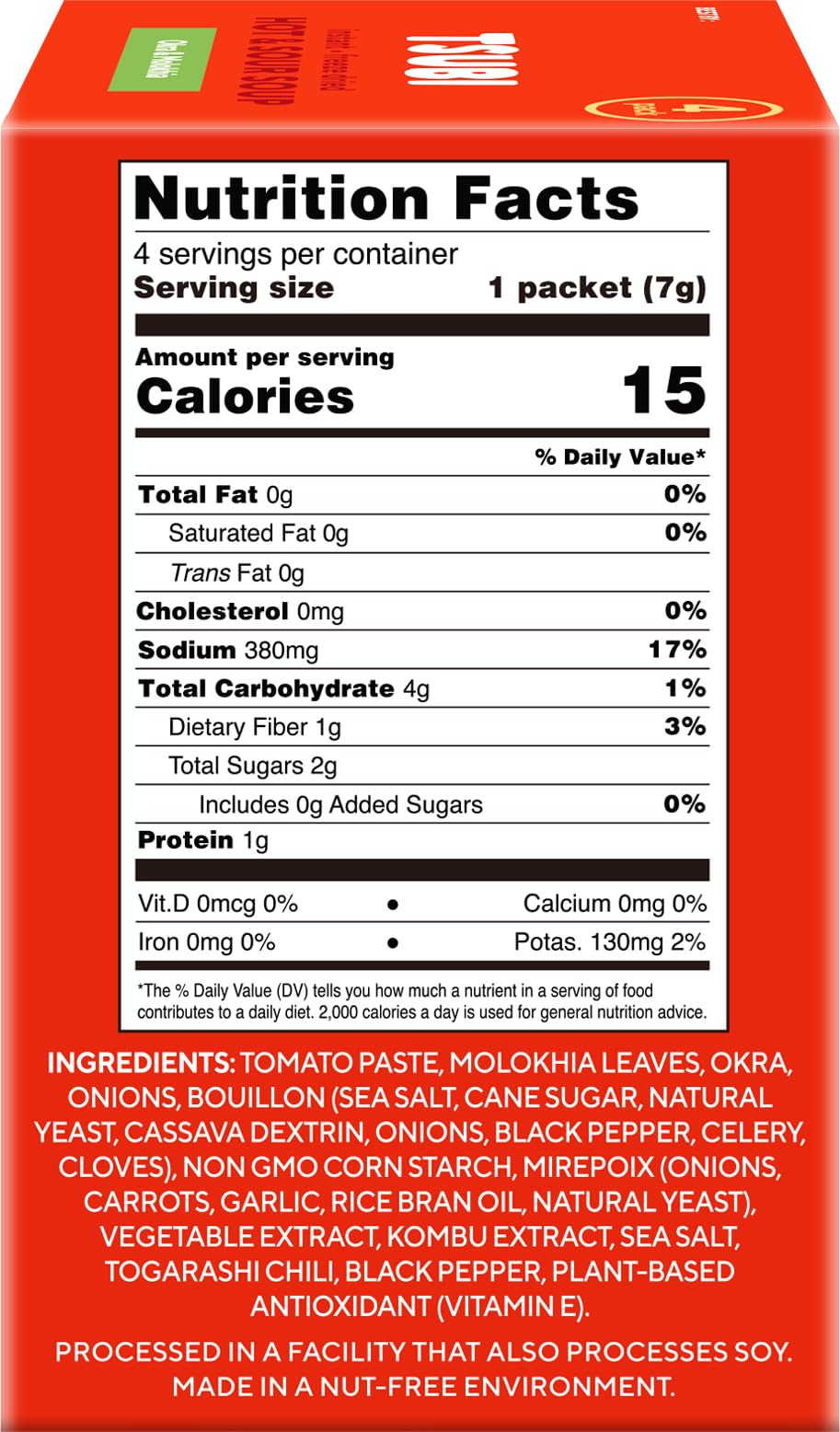 Tsubi Soup Freeze-Dried Hot & Sour Tomato Soup Packets, Vegan, Gluten-Free, 12 Packs