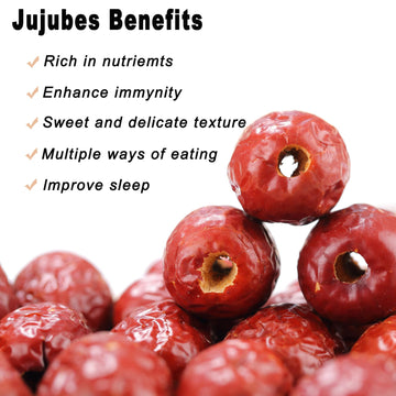 Jujube Dates, No Pit Chinese Red Jujube Dates, 1 LB,Healthy Dry Fruit,100% Natural,for Snacking, Brewing Tea, Soup,Oatmeal, Baki