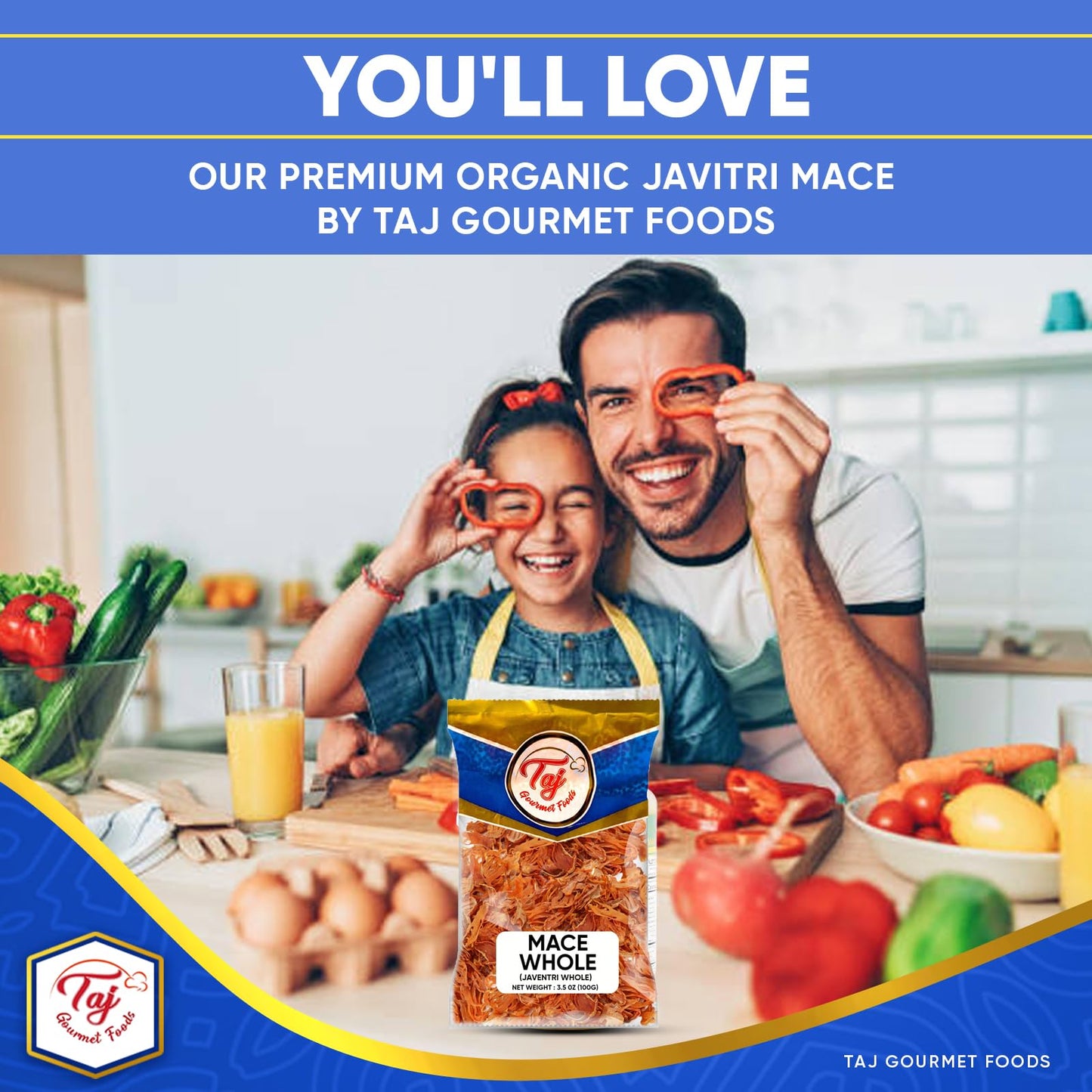 Taj Mace Whole, Javentri Whole, 3.5Oz (100G), Product Of India