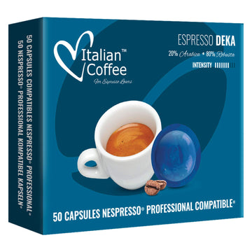 Italian Coffee For Espresso Lovers Espresso Pods Compatible with Nespresso Professional Machines, 50 Count, DEKA Decaffeinated