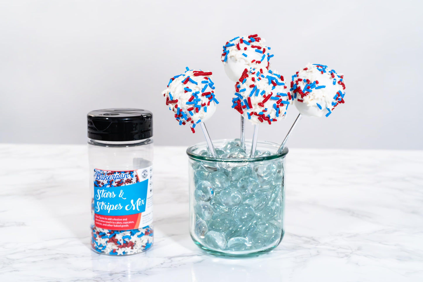 Bakerpan July 4Th Sprinkles For Cake Decorating - Star Confetti Mix - Patriotic Edible Confetti Sprinkles For Cupcakes, Ice Crea