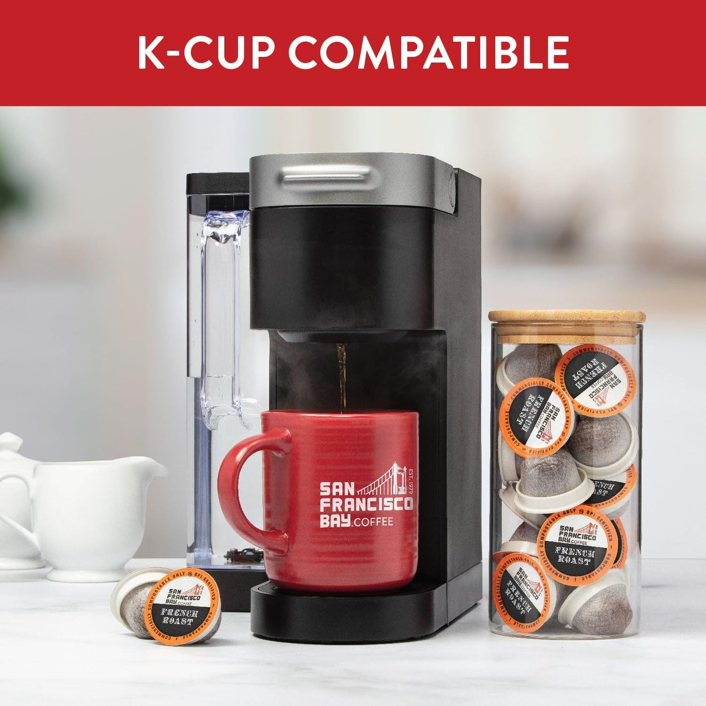 SAN FRANCISCO BAY Compostable Coffee Pods, French Roast, 36 Count, K Cup Compatible, Dark Roast