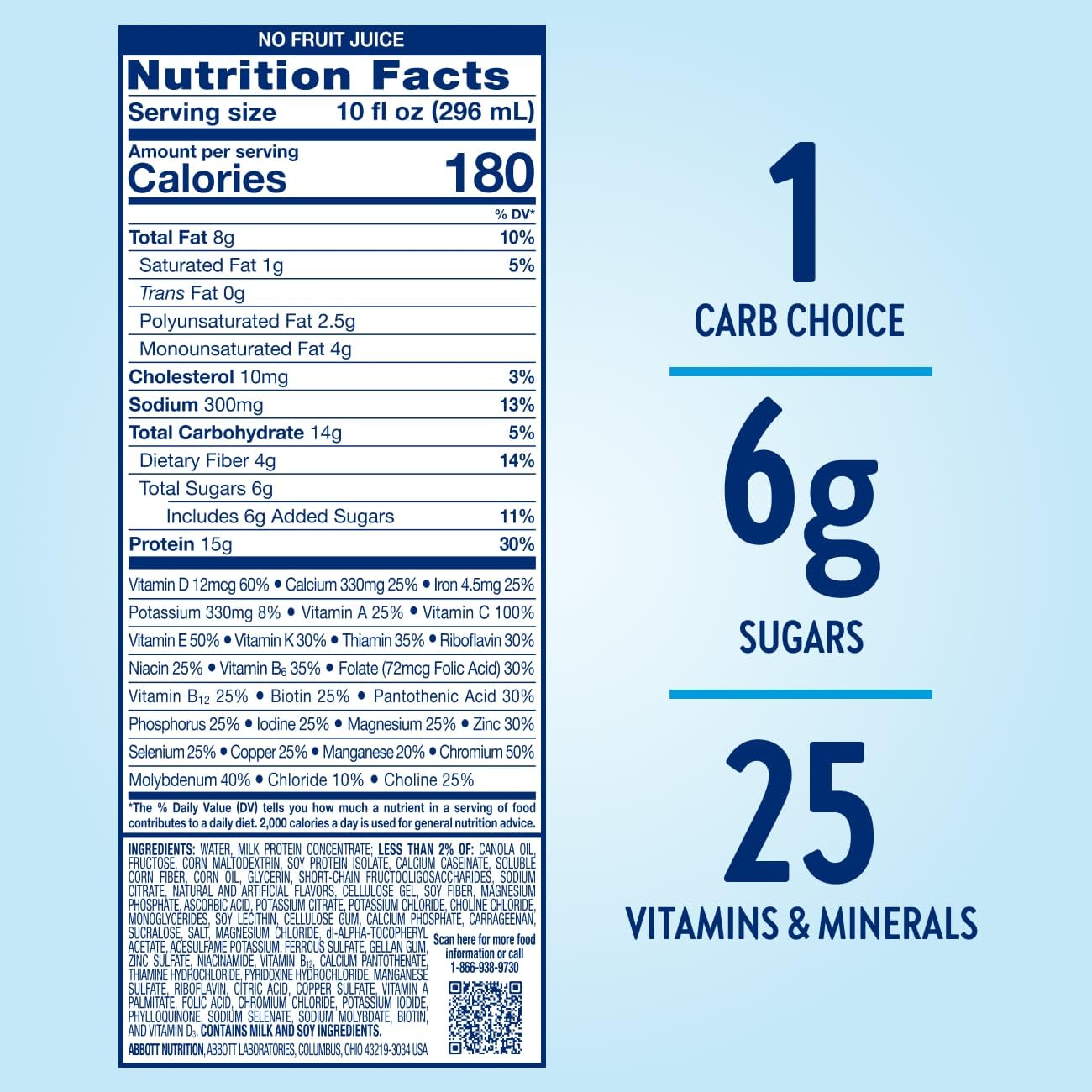 Glucerna Hunger Smart Shake, Diabetic Drink to Support Blood Sugar Management, 15g Protein, 180 Calories, Peaches & Crme, 10-fl-