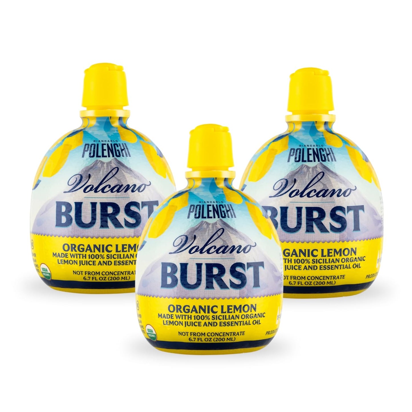 Volcano Lemon Juice, 6.7 oz (Pack of 3), 1 Fl Oz each, Natural Flavor, No Color Added