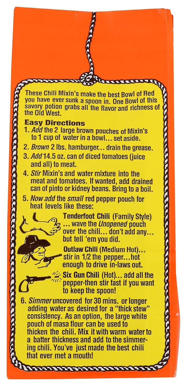 Six Gun Chili Mixins Original Chili Seasoning Mix 6 Pack - Authentic Texas Chili Kit with Spices and Seasonings for Homemade Chili  Easy Dinner  No MSG  Bold Flavor  Gluten Free