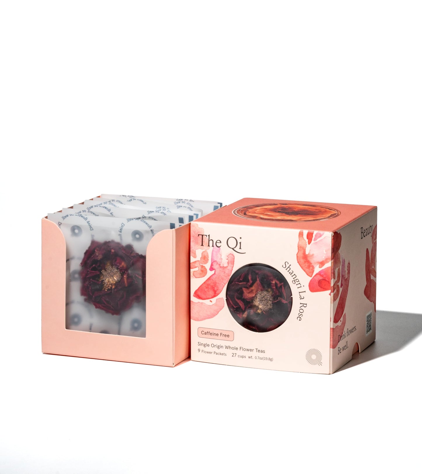 The-Qi Shangri-La Rose Blooming Flower Tea - The Qi 9 Pcs Handpicked Whole Rose Flowers - 100% All Natural Blooming Tea Gift Set For Inner Calm & Relaxation  Energy Blend-Free - Makes 27 Cups
