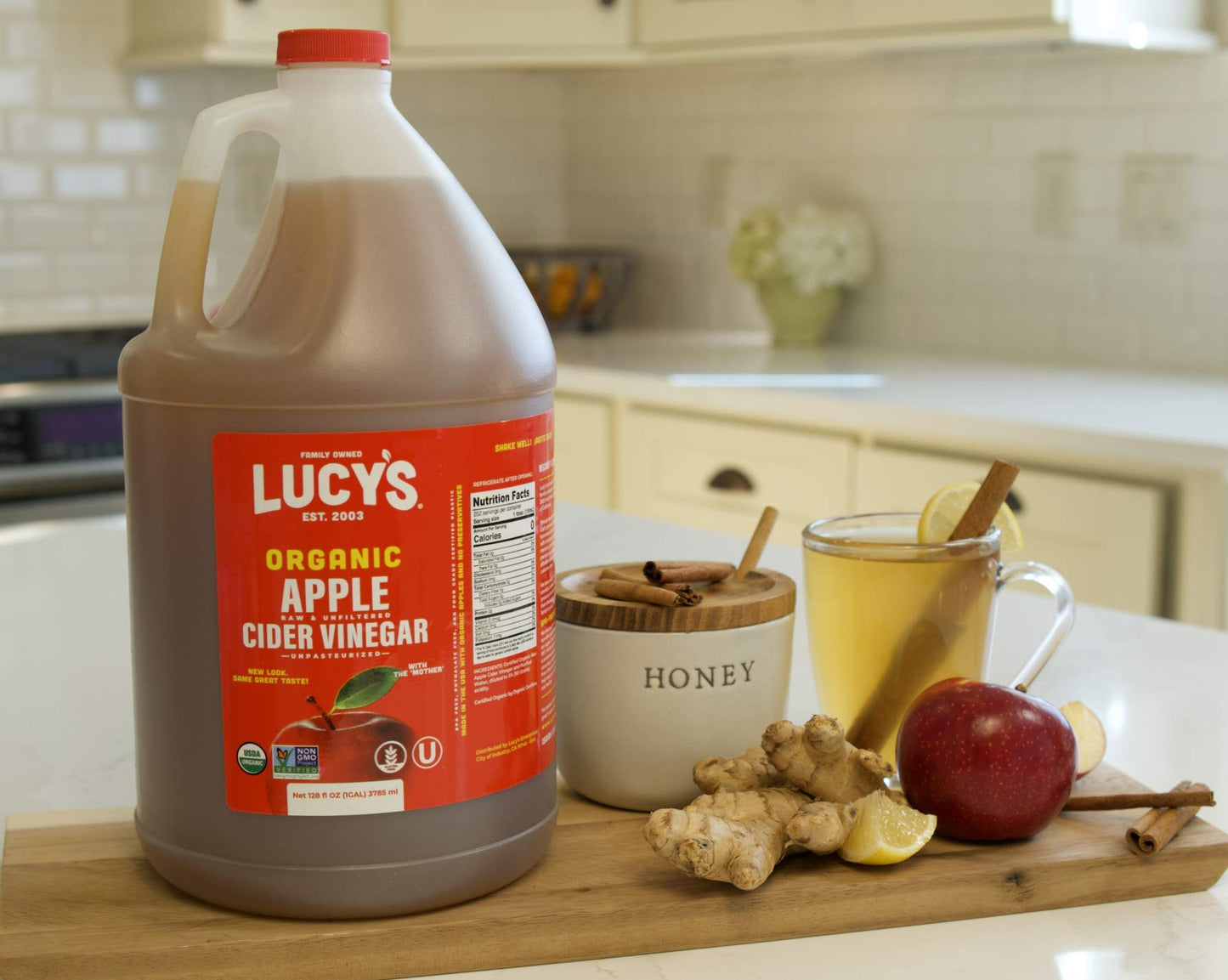 Lucys Organic Raw Apple Cider Vinegar, Unfiltered, Unpasteurized, 2 Gallon Pack