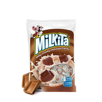 Milkita Creamy Shake Candy Bag, Gluten Free Chewy Candies With Calcium & Real Milk, Zero Trans Fat, Low-Sugar, Chocolate Flavor, 30 Pcs