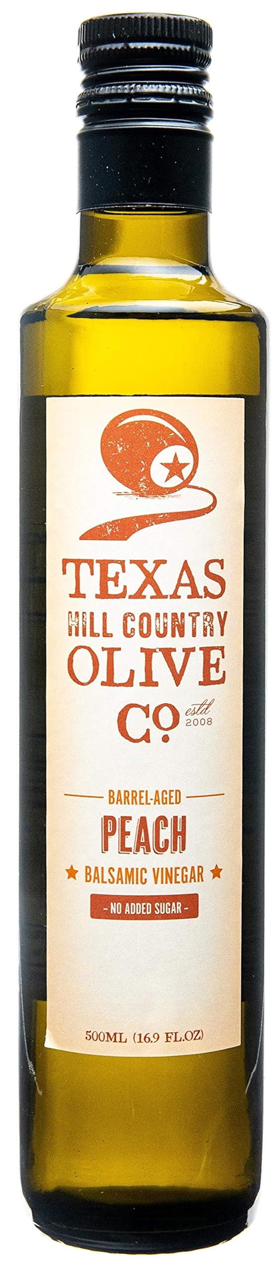 Texas Hill Country Olive Company Peach Balsamic Vinegar - Gourmet Barrel Aged, 16.9 Fl Oz, No Artificial Flavors, Made in Texas