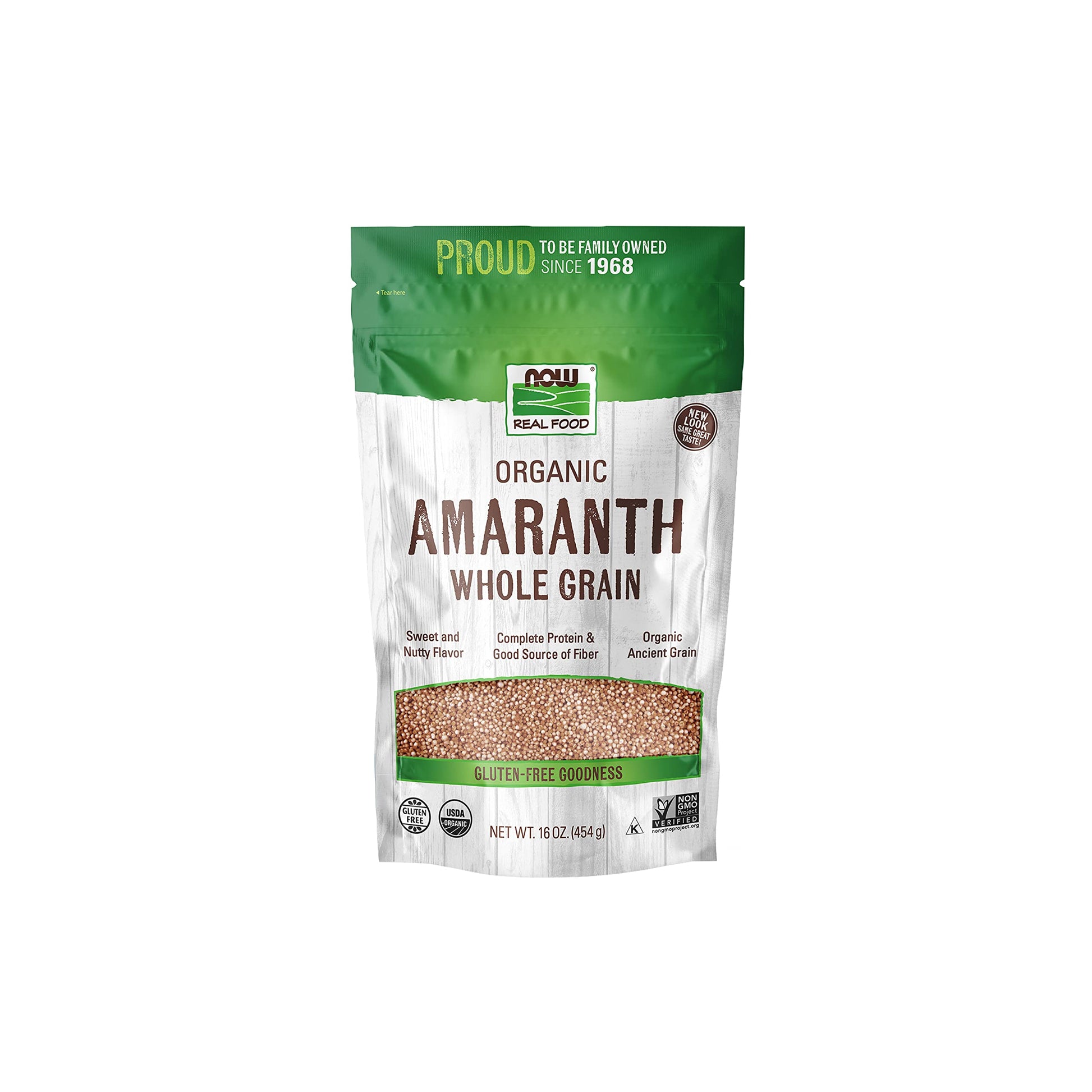 Now Foods, Organic Amaranth Whole Grain, Source Of Protein And Fiber, Gluten-Free, Certified Non-Gmo, 16-Ounce (Packaging May Va