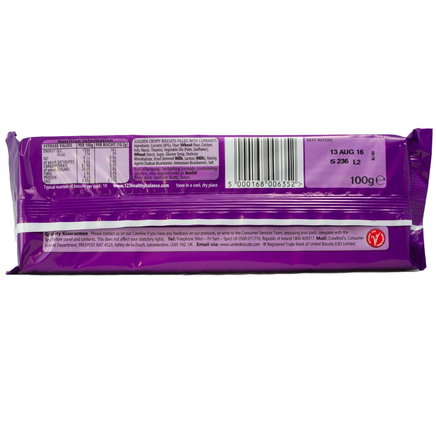 Crawfords | Garibaldi Biscuits | 4 x 100g | 4 Packs
