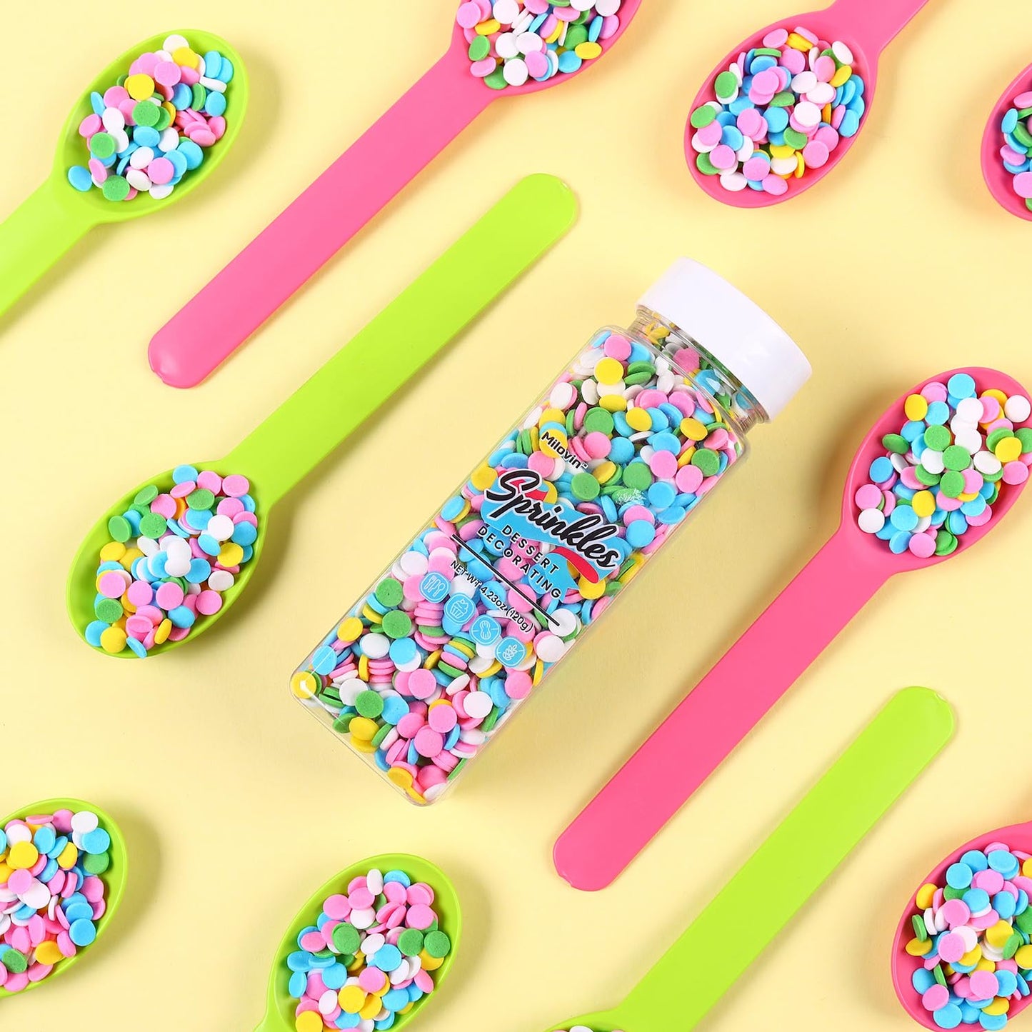 Milovin Edible Pastel Sprinkles for Cake Decorating, Round Pink, 120g/4.23oz, Ideal for Cupcakes, Cookies, Chocolate, Candy, Ice Cream