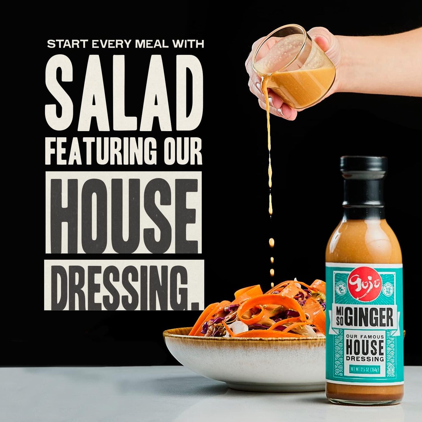 Gojo Hibachi Miso Ginger Dressing & Sauce - 12oz, Original Japanese Steakhouse Flavor, Perfect for Salads, Dips, and Marinades