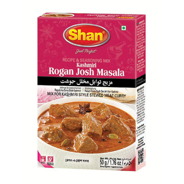 Shan Kashmiri Rogan Josh Recipe and Seasoning Mix 1.76 oz (50g) | Authentic Indian Curry Spice Blend for Chicken and Meat | Vege