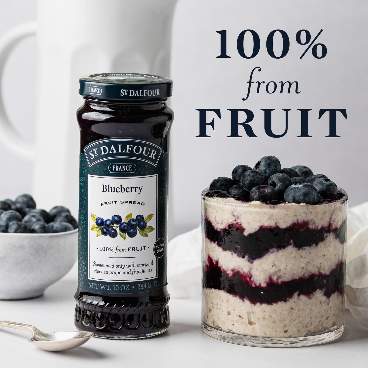 St. Dalfour Blueberry Fruit Spread - 10Oz - 100% From Fruit, No Artificial Ingredients, Non-Gmo, No Cane Sugars, All Natural - P
