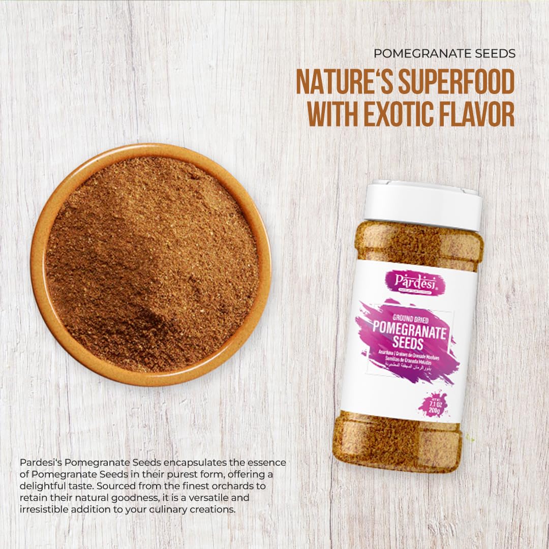 Pardesi Pomegranate Powder - Dried Seeds Ground - 200G - Authentic Indian Spice, Sustainable Sourced, Hand-Selected - Perfect Fo