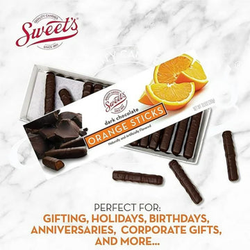 Sweet Candy Company Dark Chocolate Orange Sticks - Gourmet Chocolate Covered Sticks, Chocolate Fruit Flavored Sticks, Gift Idea