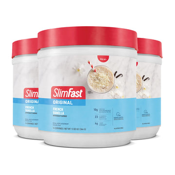 Slimfast Original Meal Replacement Powder, French Vanilla, Shake Mix, 10G Of Protein, 14 Servings (Pack Of 3) (Packaging May Var