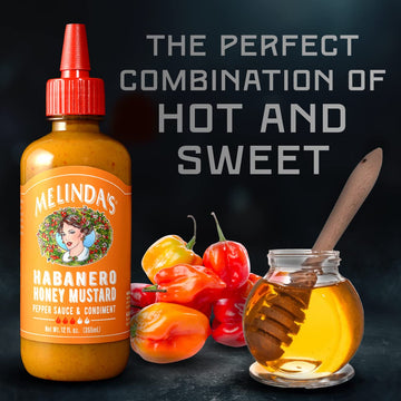Melindas Habanero Honey Mustard - Gourmet Hot Honey Mustard Sauce - Habanero Hot Sauce With Fresh Ingredients, Habanero Peppers,