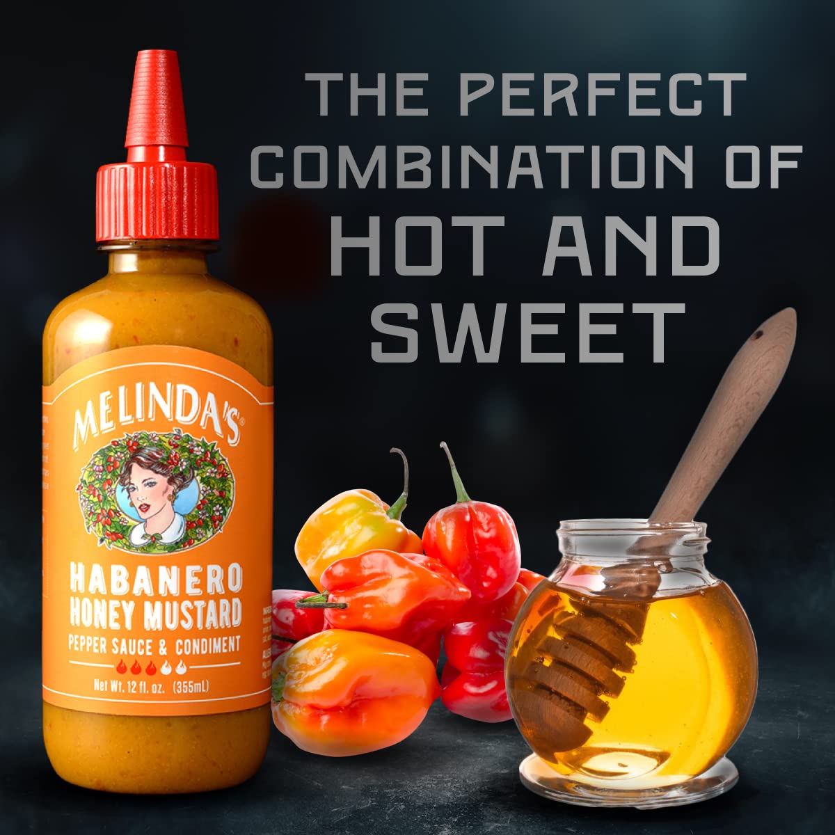 Melindas Habanero Honey Mustard Sauce - Gourmet Hot Mustard - 12 oz, Pack of 2, Keto and Kosher