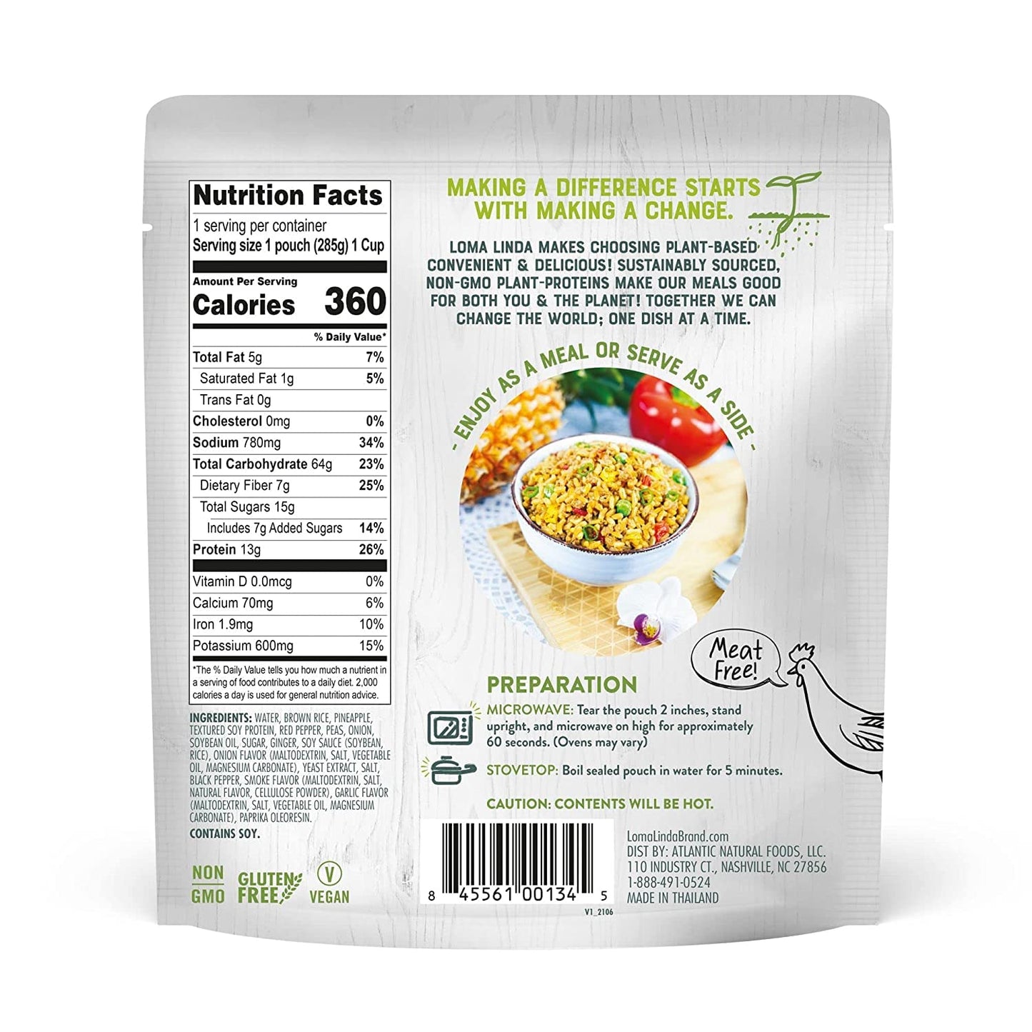 Loma Linda - Plant-Based Complete Meal Solution 10 oz. Packets (Hawaiian Bowl, 6 Pack)