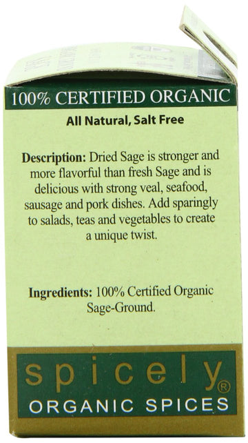 Spicely Organic Sage Ground, 0.4 Ounce (Pack Of 6)