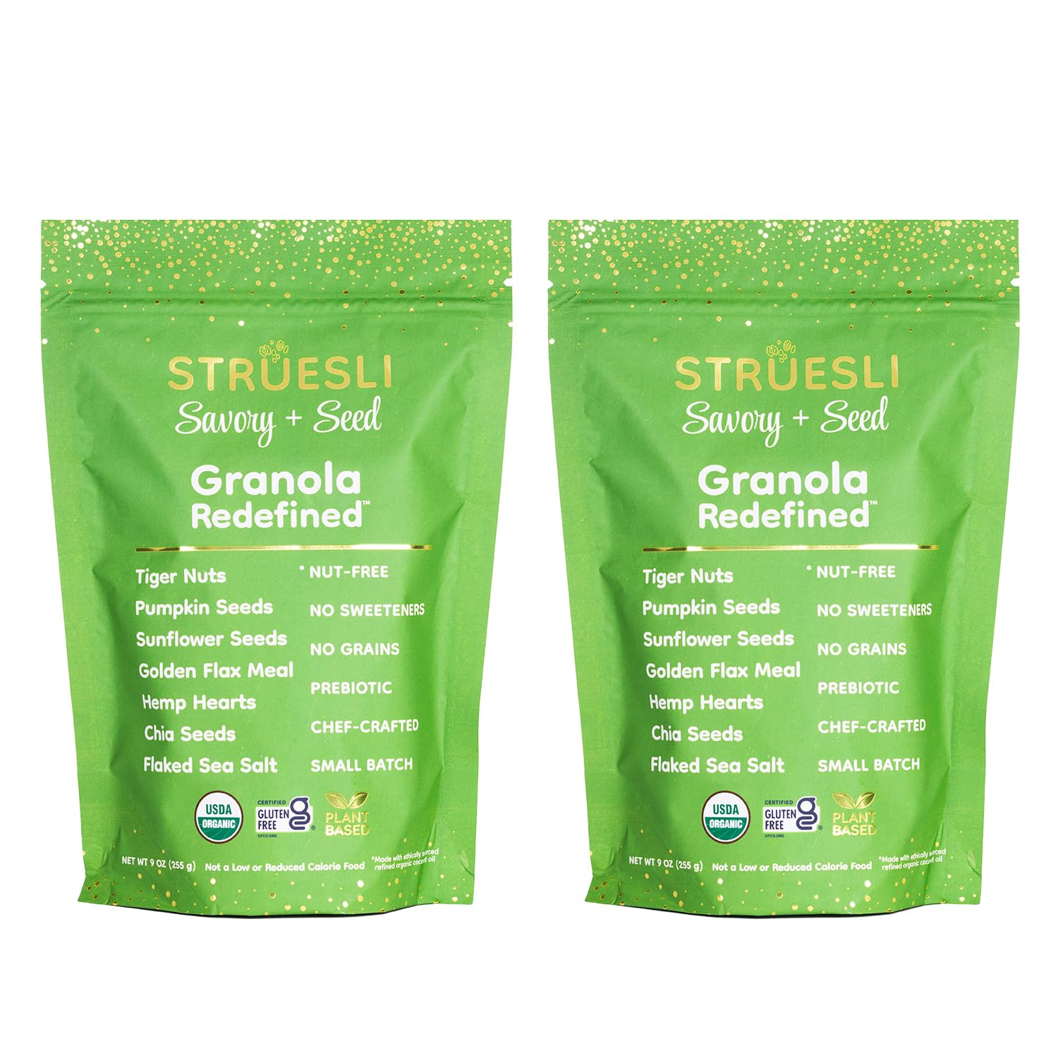 Struesli Organic Savory Seed Granola, Keto & Paleo Friendly, Gluten-Free, 9 Ounce Pack of 2