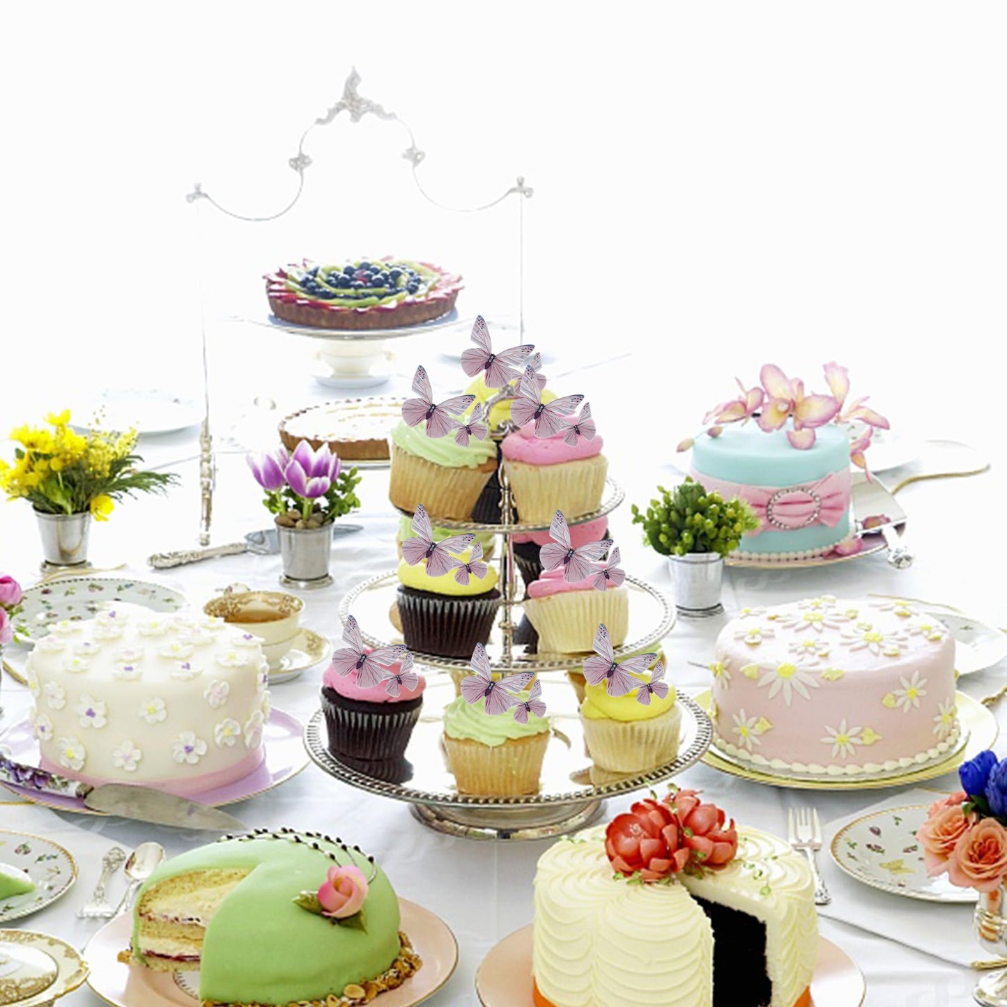 ZHUOWEISM 72PCS Butterfly Edible Cupcake Toppers, Purple Paper Cake Decorations for Baby Shower & Kids Birthday Party