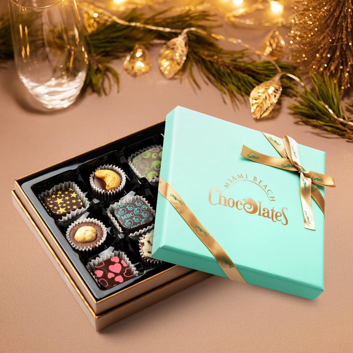 SWEETSIDE CANDY CO. Vegan Dark Chocolate Truffles Gift Box, 9 Pieces, Assorted Chocolates for Gifts