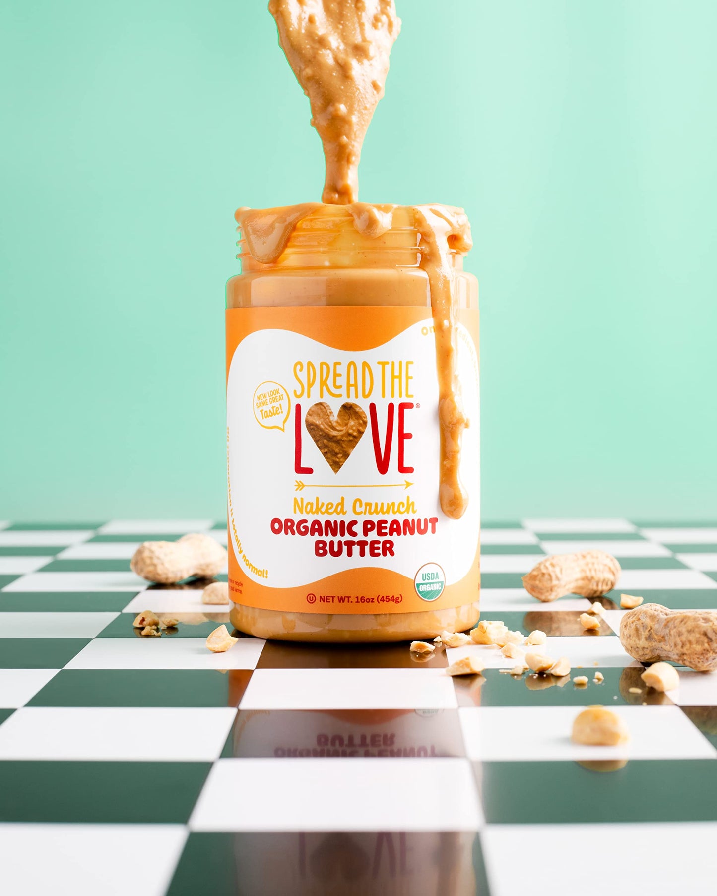 Spread The Love NAKED CRUNCH Organic Peanut Butter (Organic, All Natural, Vegan, Gluten-free, Creamy, Dry-Roasted, No added salt