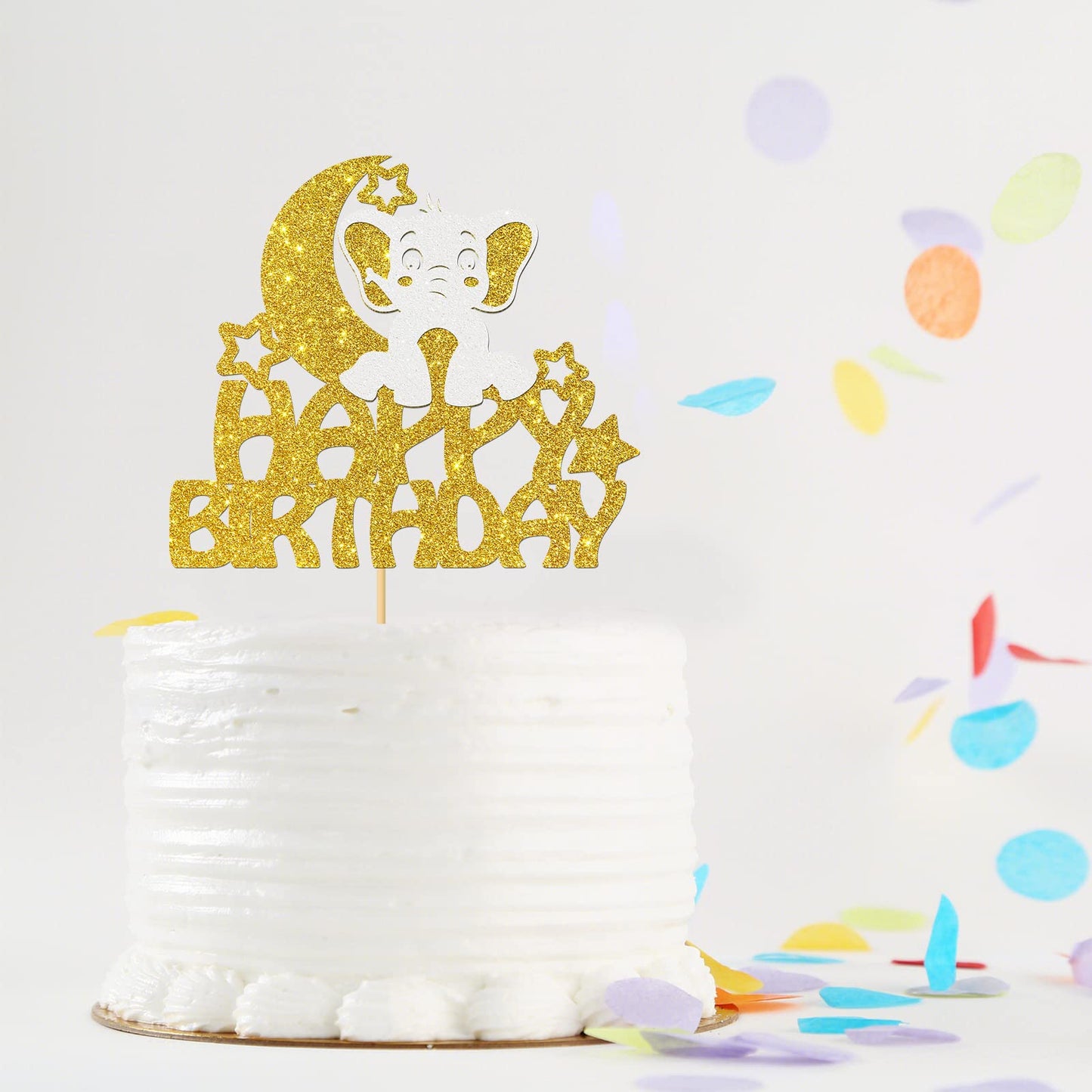 Monmon & Craft Elephant Happy Birthday Cake Topper/Baby Children 1St Birthday Zoo Cake Decor/Baby Shower/Cute Elephant Wild Anim