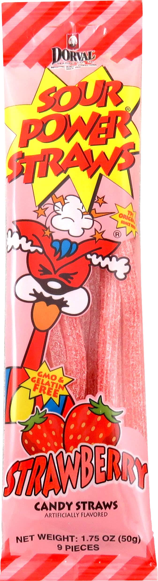 Sour Power Candy Straws, Strawberry Straws (Pack Of 24), 1.75 Ounce (Pack Of 24) (2912615)