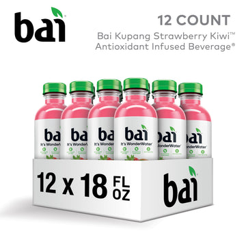 Bai Antioxidant Infused Water Beverage, Strawberry Kiwi, with Vitamin C, 18 Fl Oz, Pack of 12