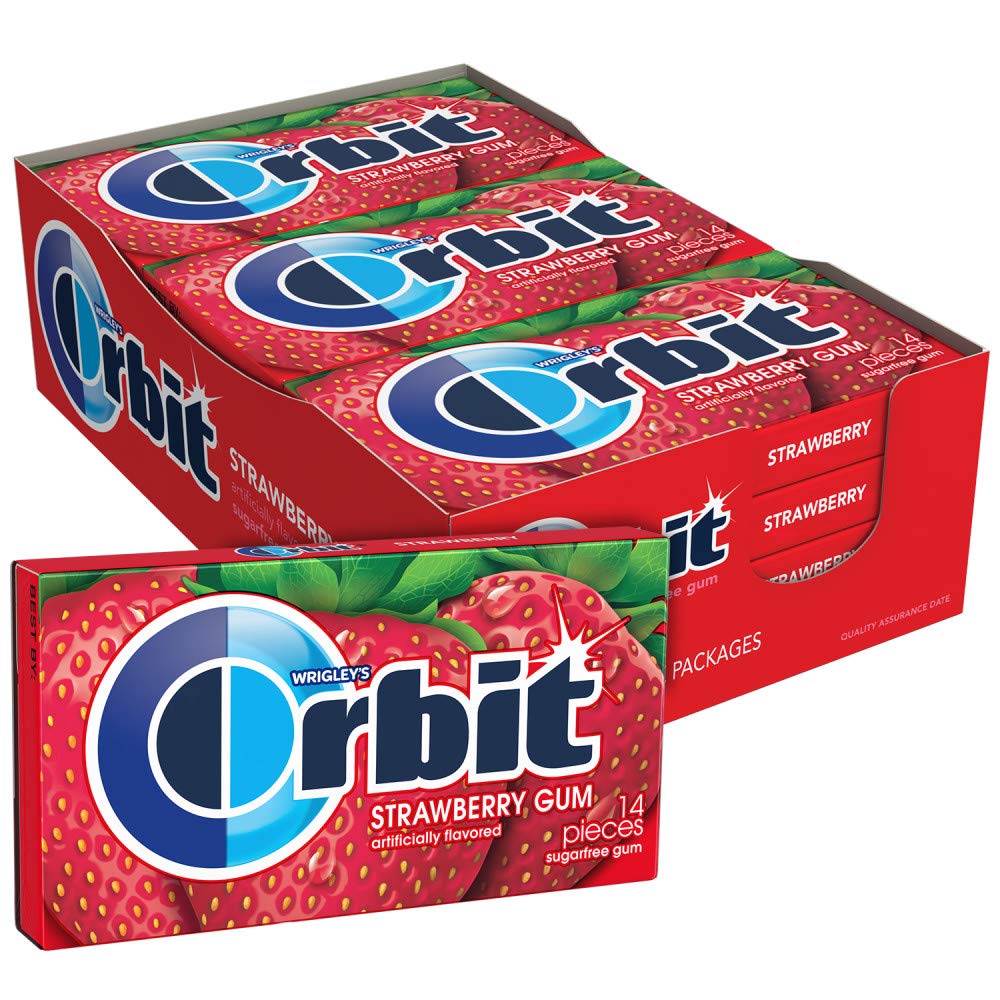 Orbit Strawberry Sugar Free Chewing Gum, 12 Packs Of 14-Pieces (168 Total Pieces)