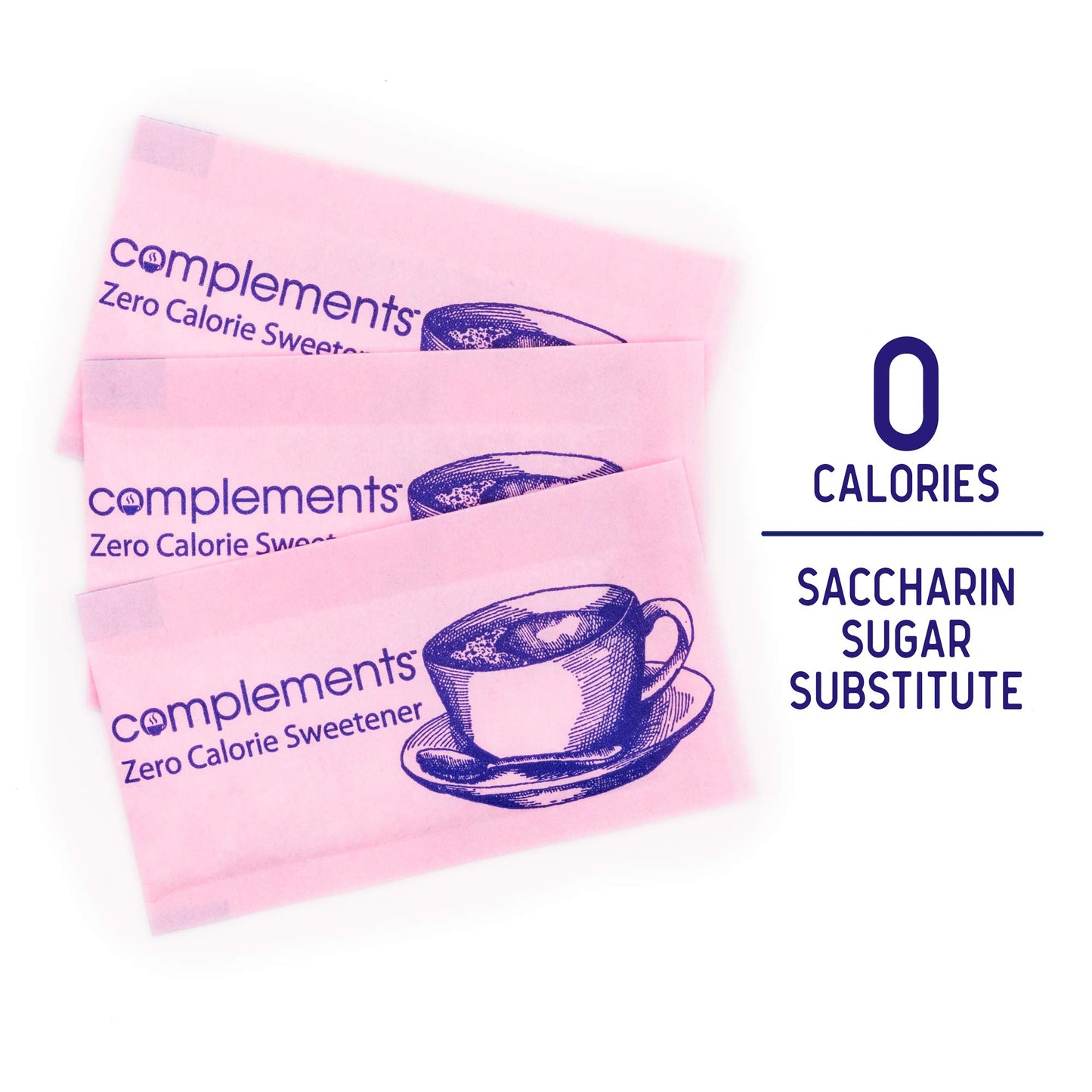 Complements Zero Calorie Saccharin Pink Sweetener Packets, 2000 Count