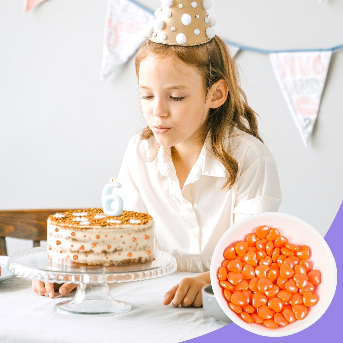 Kasvan 8.1Oz Orange Pearl Sprinkles, 6 Sizes Mix For Cake Decorating, 230G/8.1Oz, Baking Cake Decorations, Ice Cream Toppings An