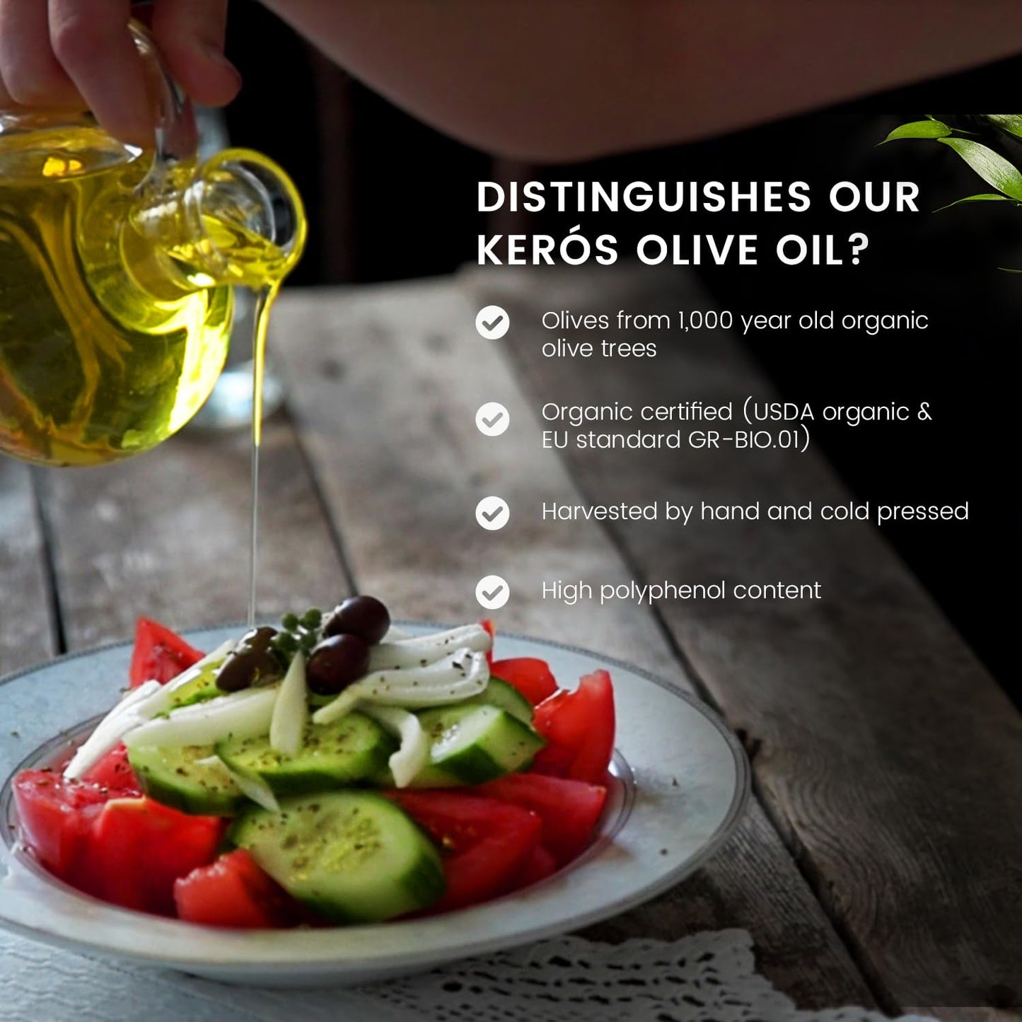 Ancient Foods Keros Greek Organic Extra Virgin Olive Oil - Fresh, Cold Pressed Olive Oil From Greece, High Phenolic Organic Oliv